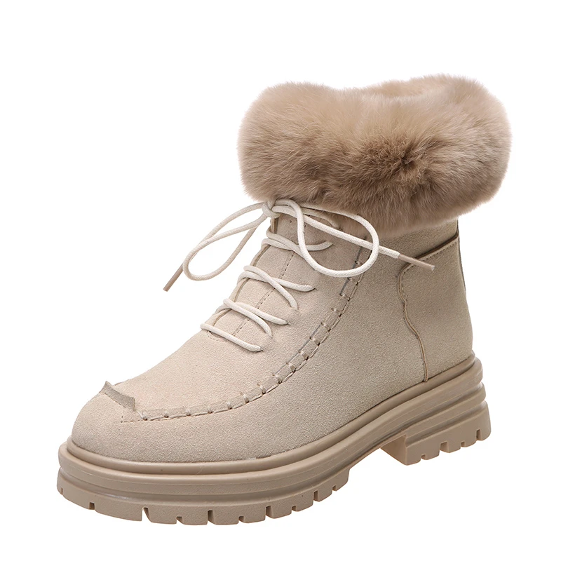 Женские Зимние флисовые ботинки-мартинсы Moyo, Резиновые Нескользящие большие хлопковые ботинки из ТПР, модные женские зимние ботинки, Прямая поставка