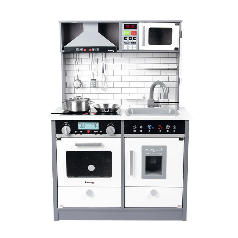 Детская деревянная игрушечная плита и холодильник с подсветкой и музыкой, забавная мебель, деревянная игрушка, большие кухни в Северной Европе