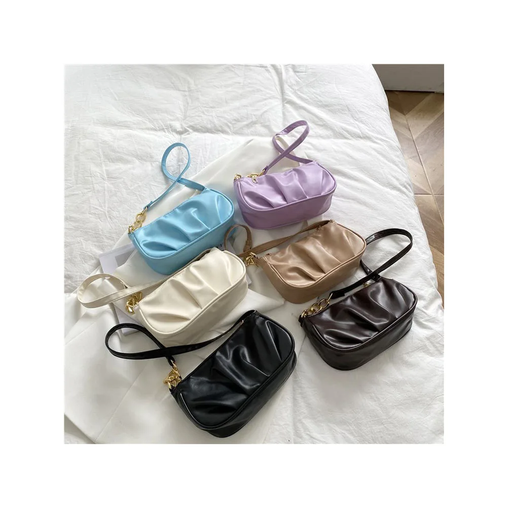 Summer Ladies Design Small Bags Soft PU Leather Underarm Bag Solid Color Handbags