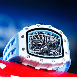 TSAR BOMBA Men's Watch with 43mm White Resin Dial and Silicone Band