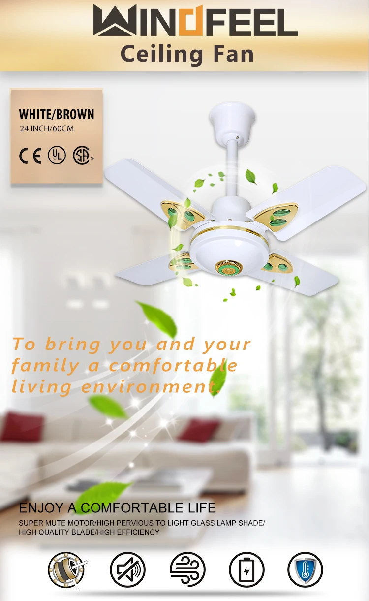24 Inch Short Blade Ceiling Fan Metro 