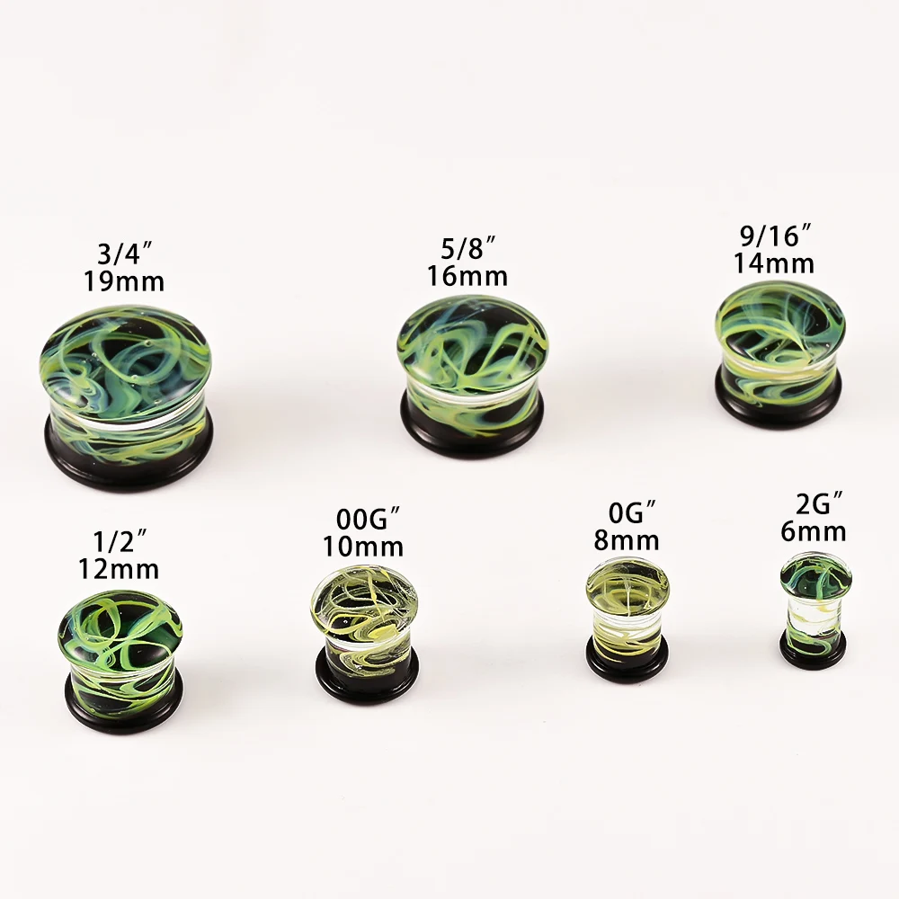 Wholesale Ear Gauges Glass Plugs Tunnels Dangle Gauge Earrings Double