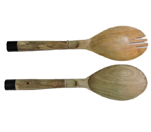 Прямая продажа с завода, высокое качество, черная каучуковая деревянная Серверная ложка для салата, деревянная ложка для салата, для кухни