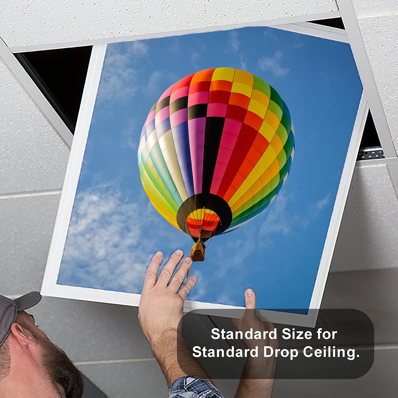 AUXOSKY Clear Warehouse Industri Skylight Diffuser 3D Sky Cloud Image Panel Led Virtual Skylight Mood Sky Ceiling TV Panel Light