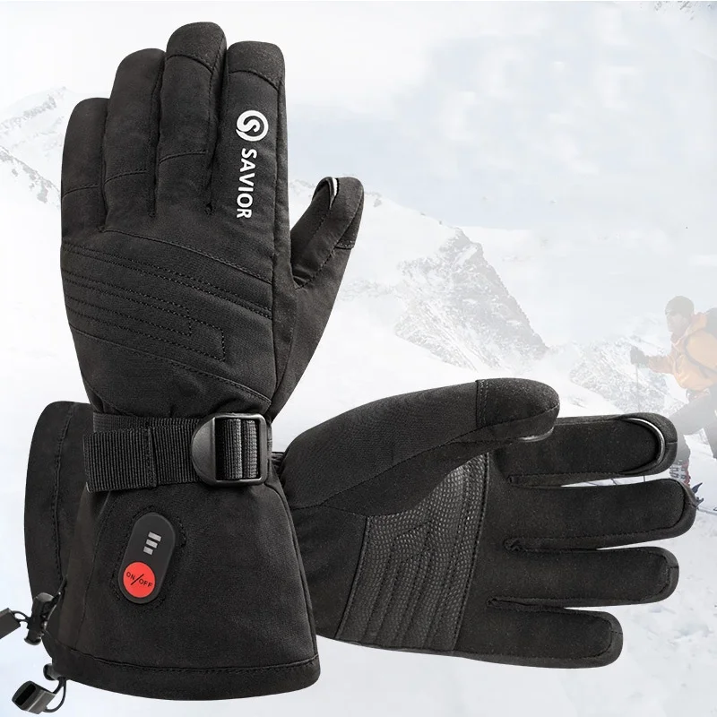 SAVIOR Unisex Waterproof Fast Heating Hand Warmer Electric Heated Gloves With Battery for Skiing Hiking