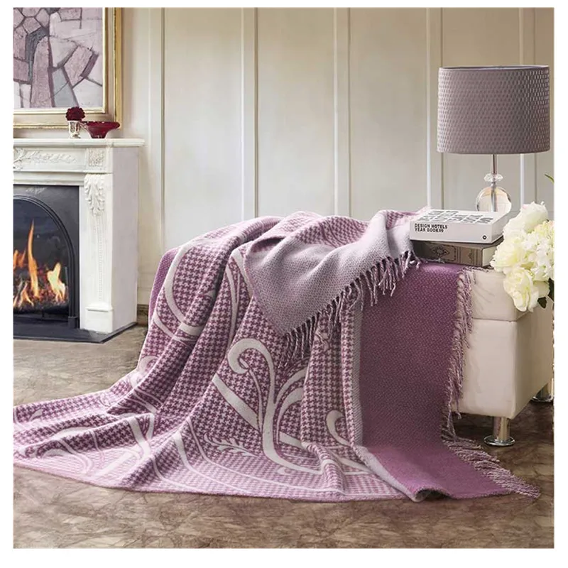 BLUE PHOENIX Blankets for Winter New Zealand Wool Jacquard Flower king Size