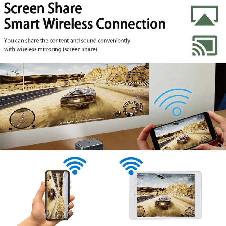 Global AUN A002 4200 Lumens 4K Android 9.0 65W TV Home Theater Portable LED Projector, Game Beamer