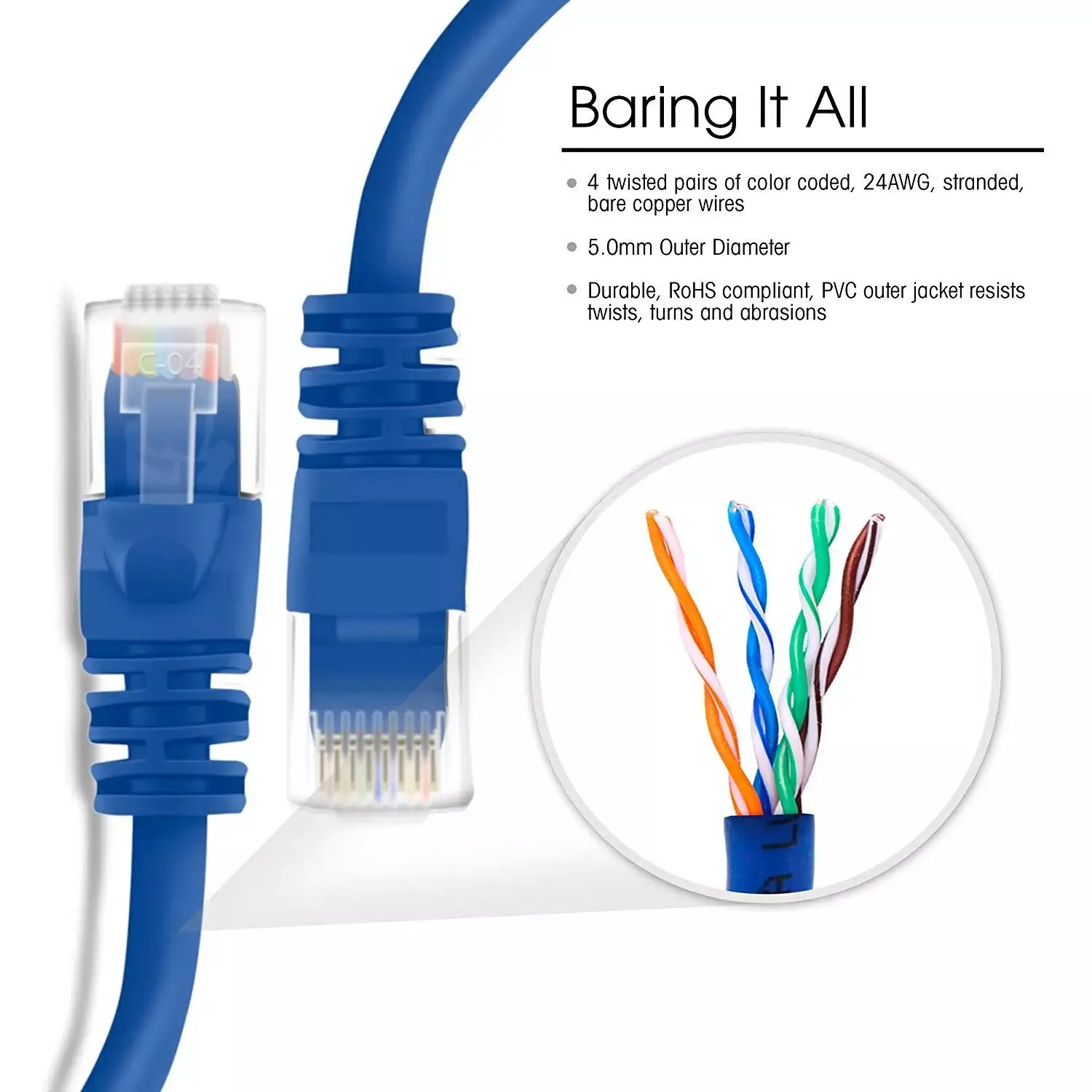 Ethernet Cable Rj45 Plug Utp Cat 6 24awg/4p Patch Network Cable Cat6 ...