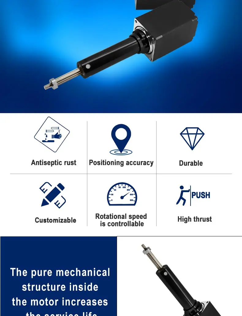 Fixed Shaft Linear Telescopic Push Rod Stepper Motor Servo Electric