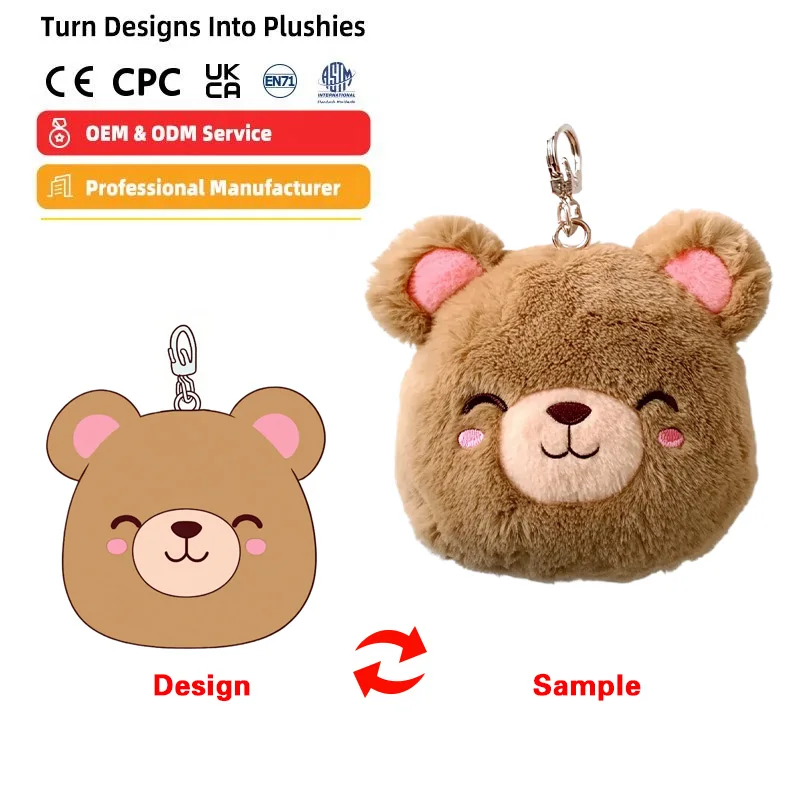 Custom Mini Plush Keychain Plushies Custom Plush Toys Anime KeyChain Teddy Bear for Soft Mascot Pendant Custom Plush Keychain