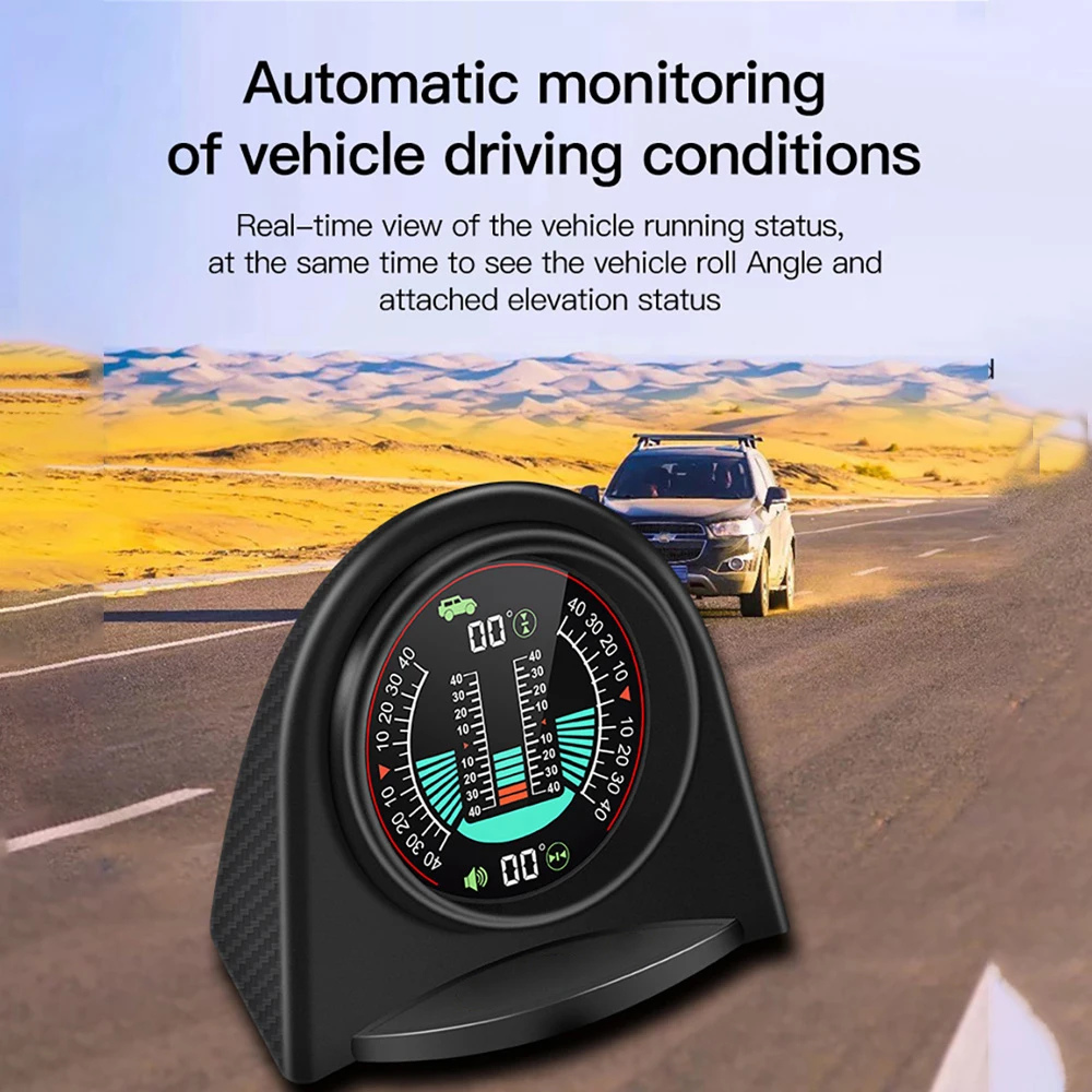 Vjoycar Off Road 4x4 Vehicle Car Gauge Slope Inclinometer Meter Angle Finder Digital Alarm Hud for Universal Cars