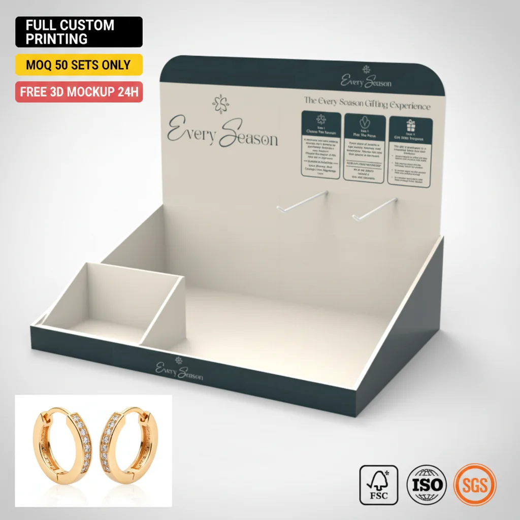 Custom PVC Tabletop Jewelry Showcase Stand Necklace Bust Display Earring Organizer Board L-shaped for Retail Counter OEM