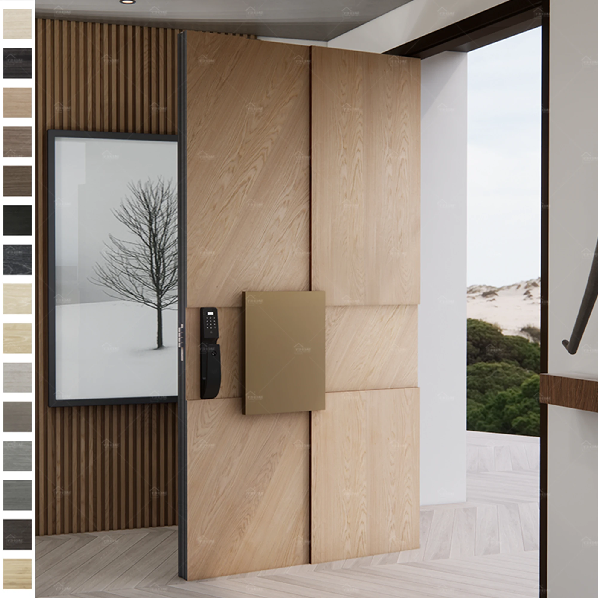 Philippines Modern Main Entrance Wooden Door Design Villa Pivot Entry Door Wood Hotel Oak External Wood Doors