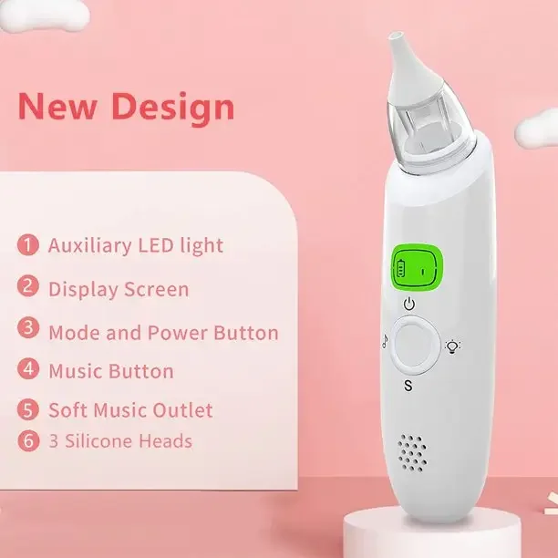 Электрический силиконовый носоусадочный аспиратор PAKISS с музыкальным очистителем для носа