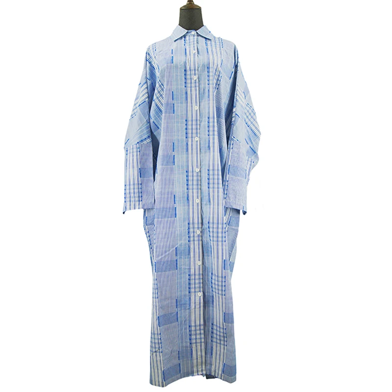 New Cotton Striped Cardigan Loose Large Size Elegant Business Casual Irregular Dress