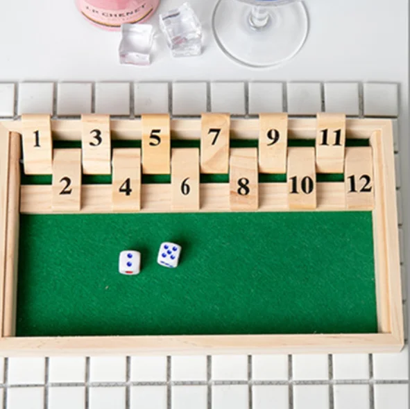 STERLING Games 12 Number Shut The Box - Wooden Dice Game In Travel Case, Nautical Theme For 2 Players, Kids & Adults