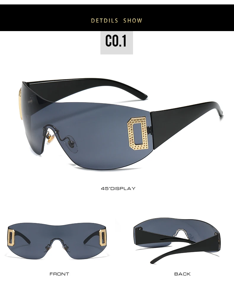 0509 Women Luxury Brand Designer Eyewear Oversized Rimless Sun Glasses