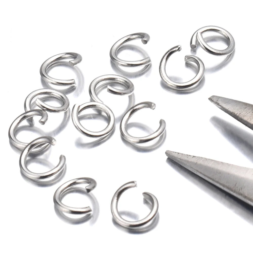 YF 1000PCS Silver Tone Stainless Steel Open Jump Rings Connectors for Jewelry Making Findings 4mmx1mm 