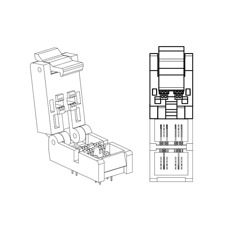 Easy installation HAST & HTOL Test Aging Socket 0.95 mm Pitch IC Socket SOT3 SOT5 SOT6 Programmer Adapter with Flip Over Design