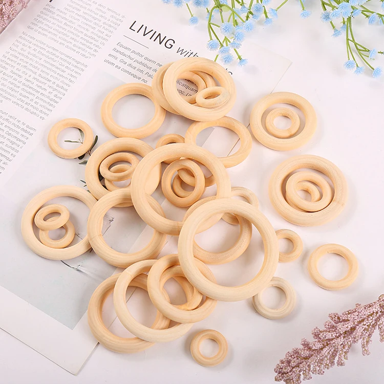 Wholesale High Quality Diy Accessories Wooden Teething Natural Circle Wooden Circle Wooden Ring