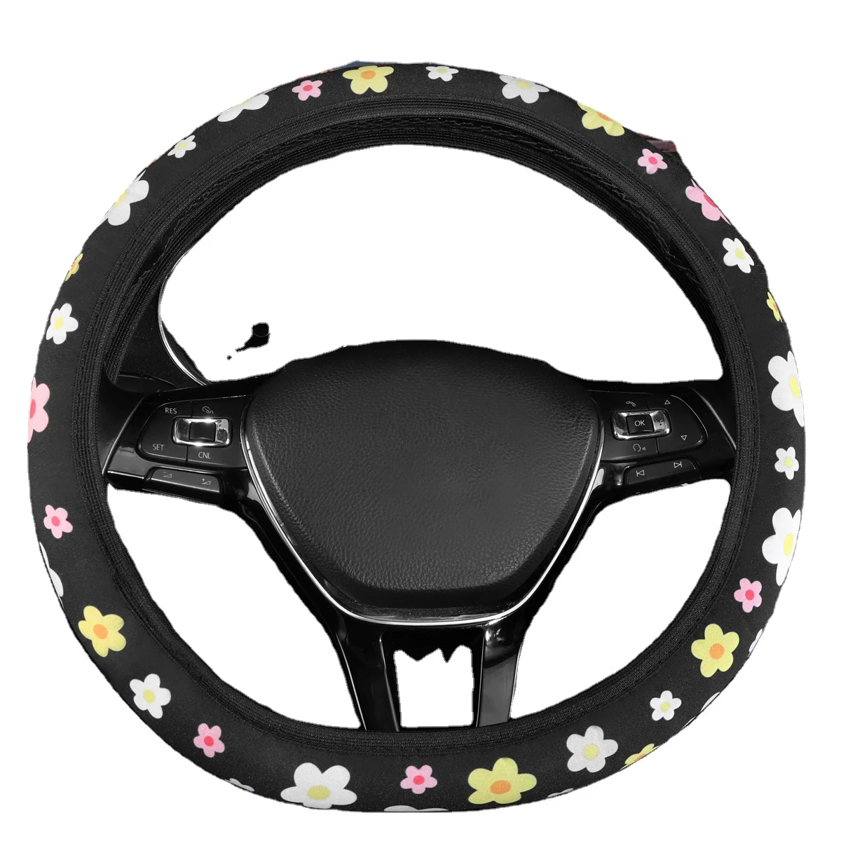 Auto Elastic Steering Wheel Cover Non-Slip No Ring Steering Wheel Cover Universal Fit 15 Inches Cars Custom Printing Acceptable