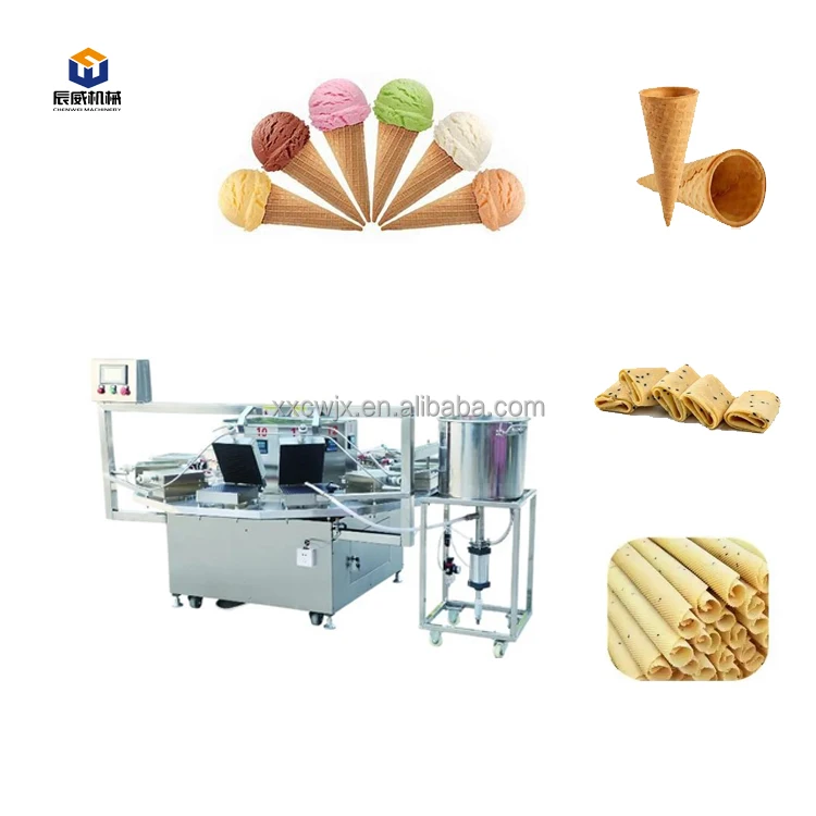 Factory Supply Customizable Size Automatic Crispy Egg Roll Ice Cream  Cone Rolling Machine Waffle Cone Making Machine