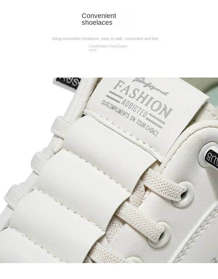 White Leather Sneakers - Men's Casual Shoes | Breathable, Lightweight Lace-Up Footwear