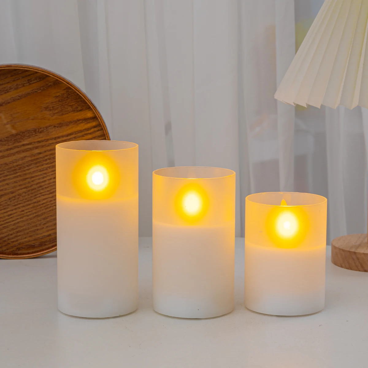 product white frosted glass paraffin wax flameless led candle festive christmas decoration atmosphere light home decoration-32