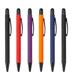 Custom Business Student Gift Black Matte Metal Ballpoint Pen Multicolor Retractable Touchscreen Pen Sports Logo Manufactured ___