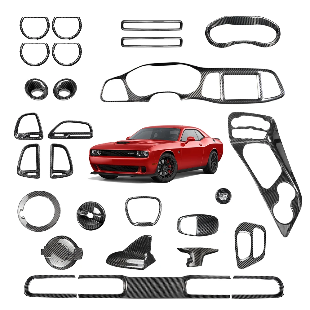 Carbon Fiber Full Interior Accessories Kit For Dodge Challenger 2015-2023