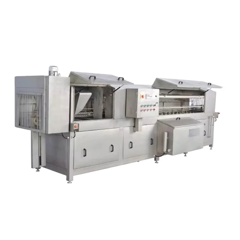 Automatic industrial grade crate cleaning machine, plastic basket and tray cleaning machine for pig slaughtering and processing