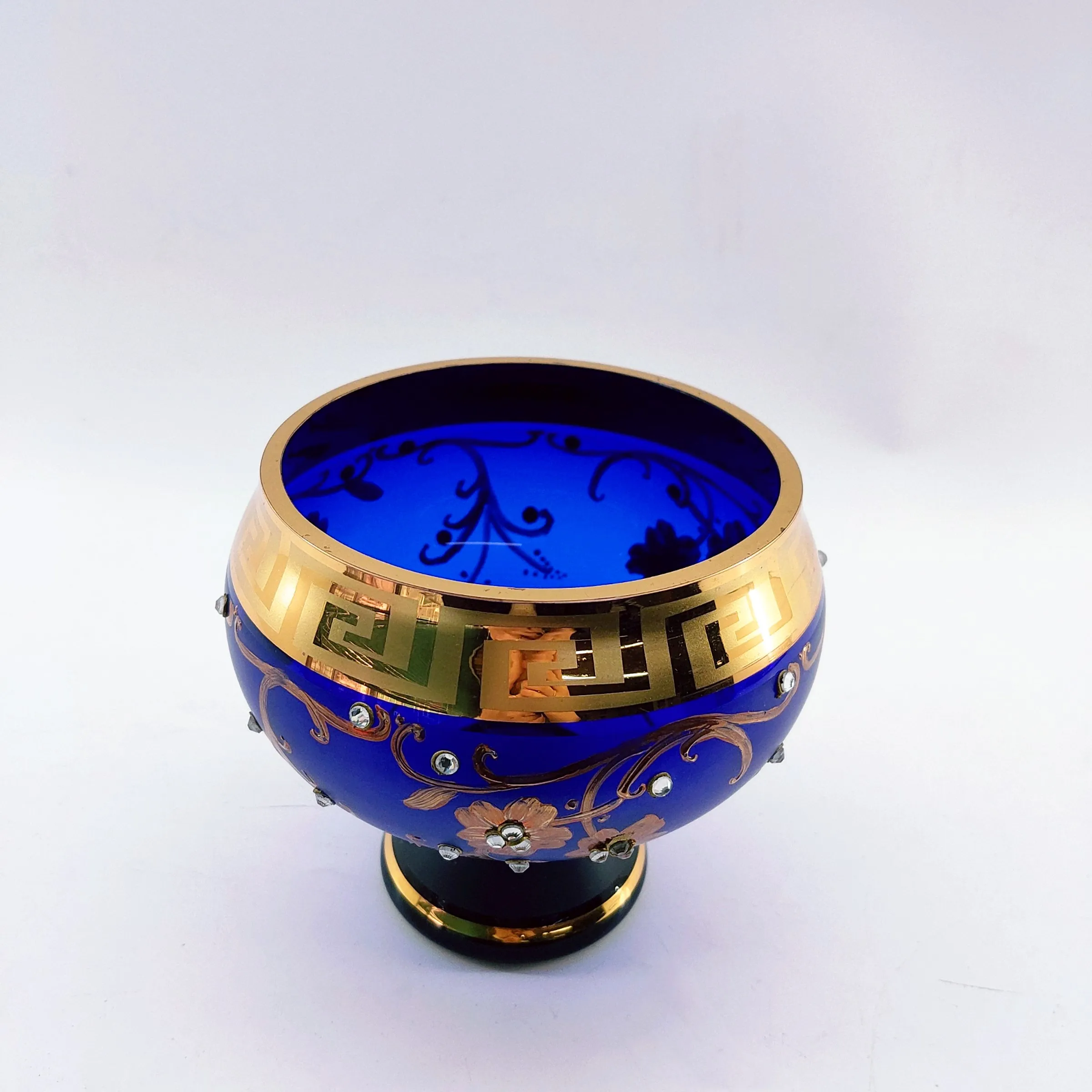 Arab Luxury Glass Fruit Bowls làm bằng tay 88mm cao vàng thật 1