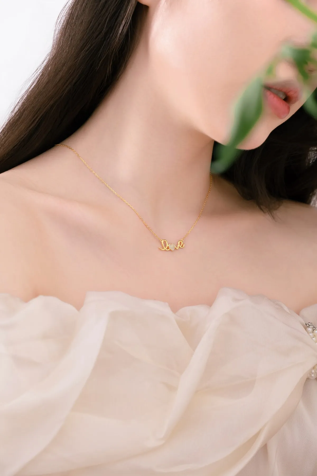 KAKODIY temperament 925 Sterling Silver heart letter pendant necklace zircon zirconia jewelry 18K gold plated necklace bracelet set for girls detail 4