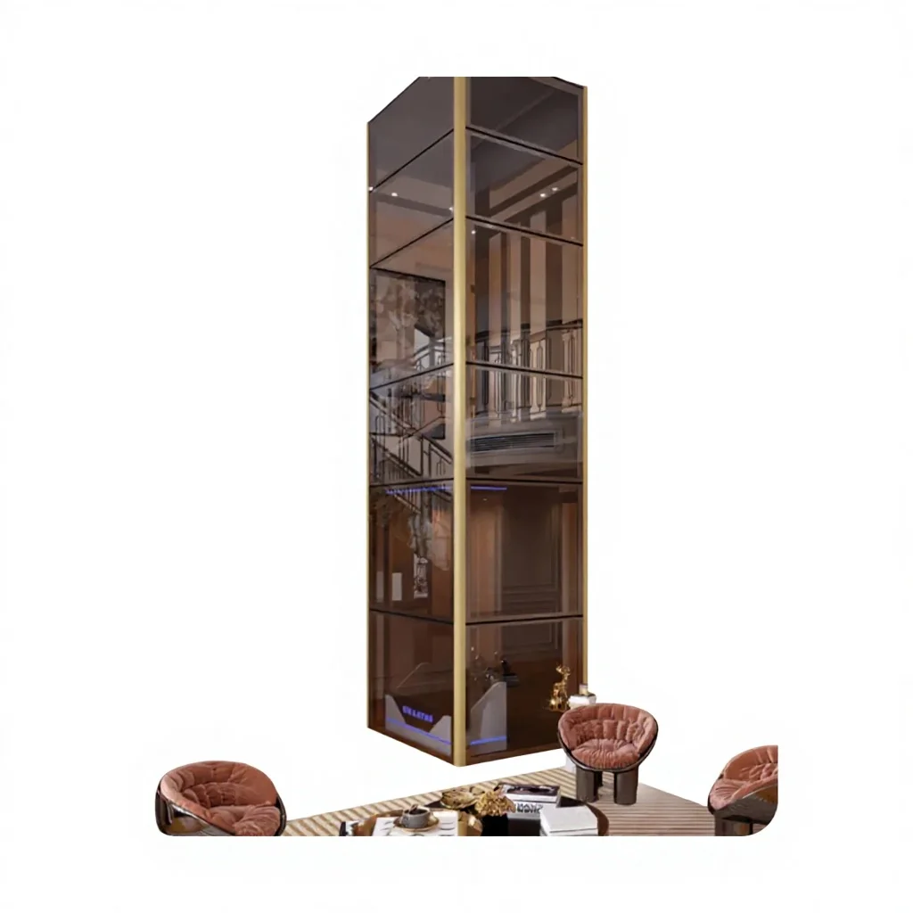 Stiltz Modern Hotel Small House PVC AC Passenger Elevator Stainless Steel Lightweight 320kg/400kg/450kg Capacity Cost-Effective