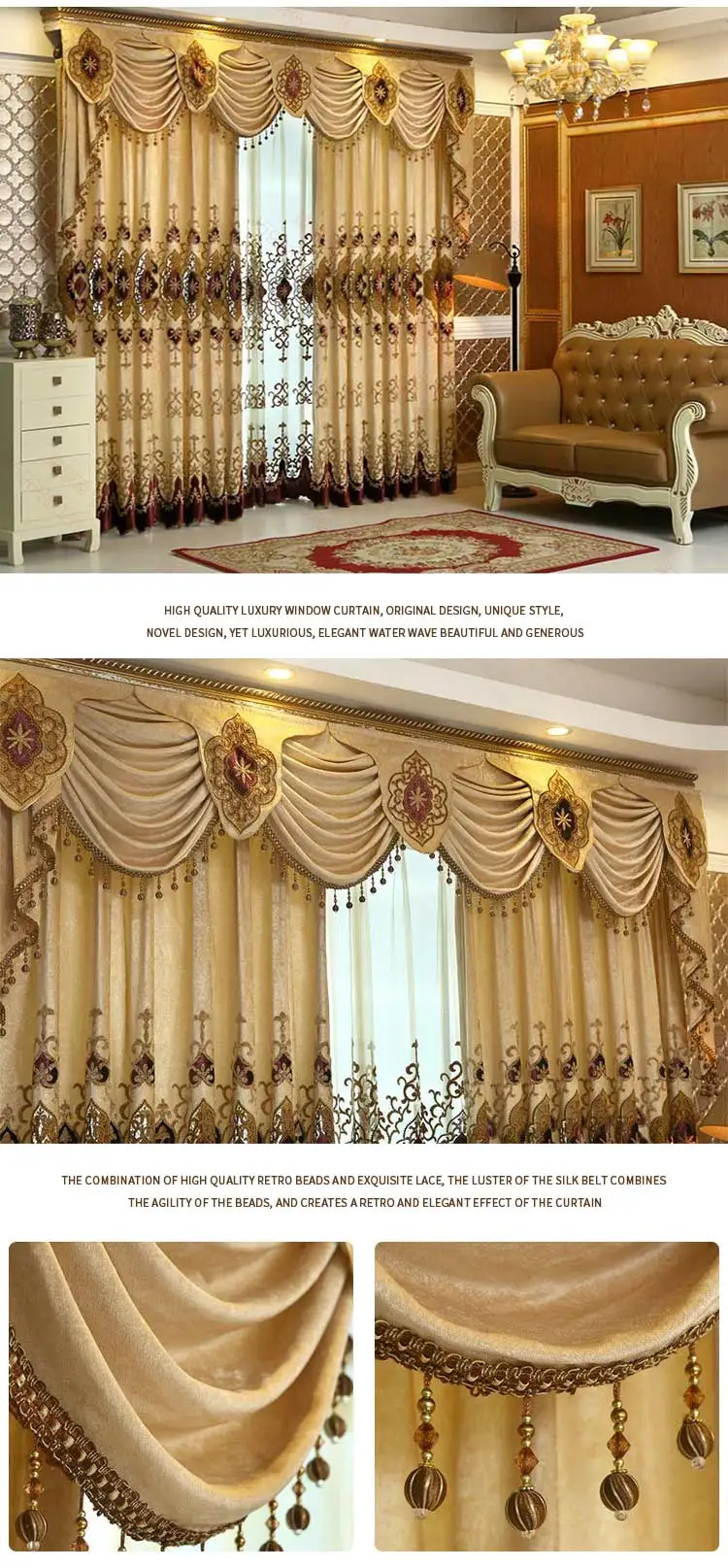 Modern Hollow-out Laser Embroidery Living Room Curtains Customized ...