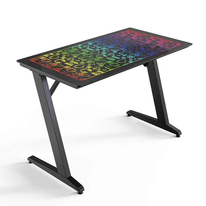 Rgb Led Tempered Glass Gaming Desk Music Sync Lights Up Computer Table Desktop Home Office
