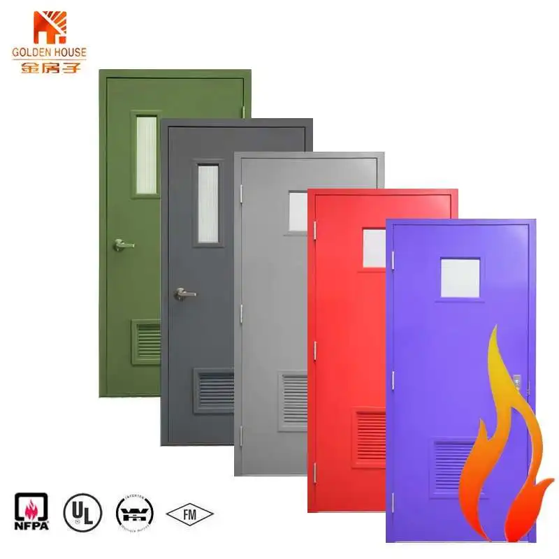 UL Listed 3 Hours One Panel Fire Resistant Hollow  Metal  Entry Doors Steel Fire Rated Door for Hotel