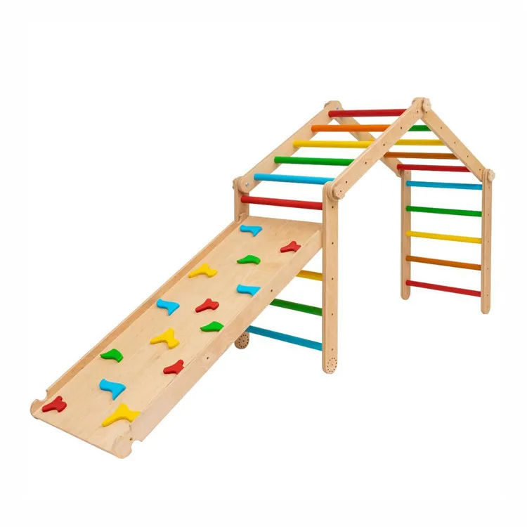 Montessori Wooden Climbing Frame With Ramp Transformable Climbing ...