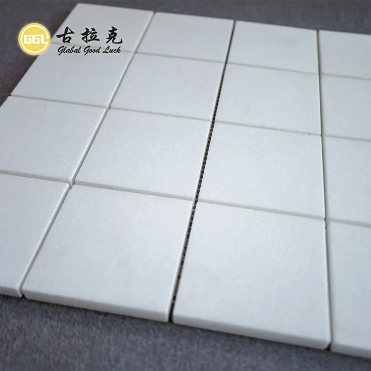 Nature Thassos White Marble Mosaic Tile Square Design Pure White Marble details