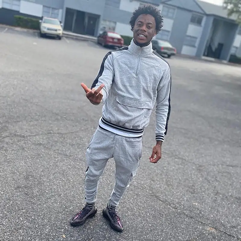 Personalized Plaid Stripe Tracksuit for Men Casual Fitness