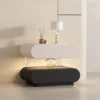 white and black pine wood frame cat paw leather sensor light