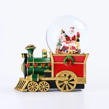Hot Sale Christmas Santa Claus Ornaments Musical Water Globes Crystal Ball With Led Light and  for Table Decoration