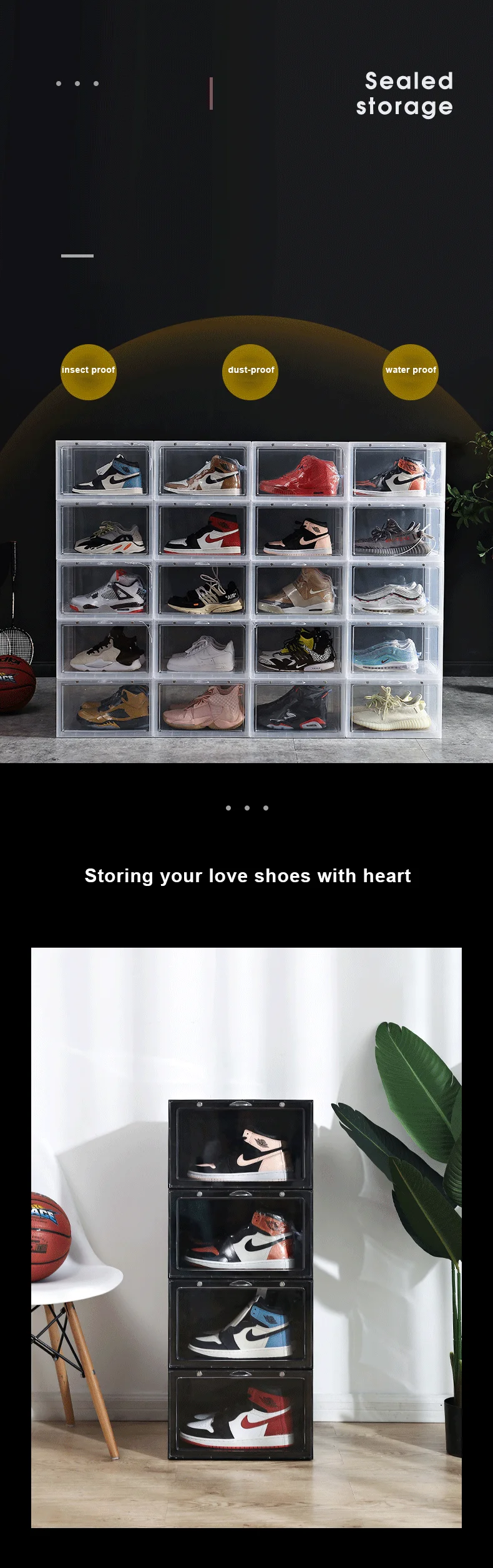 Wholesale Transparent Plastic Sneaker Stackable Shoe Storage Boxes Drop ...