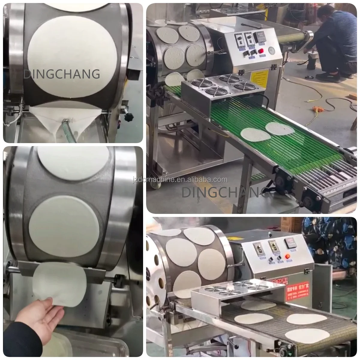 Full Automatic Flour Pancake Machine Home Samosa Sheet Making Machine Lumpia Skin Spring Roll Wrapper Machine With Gas Heating