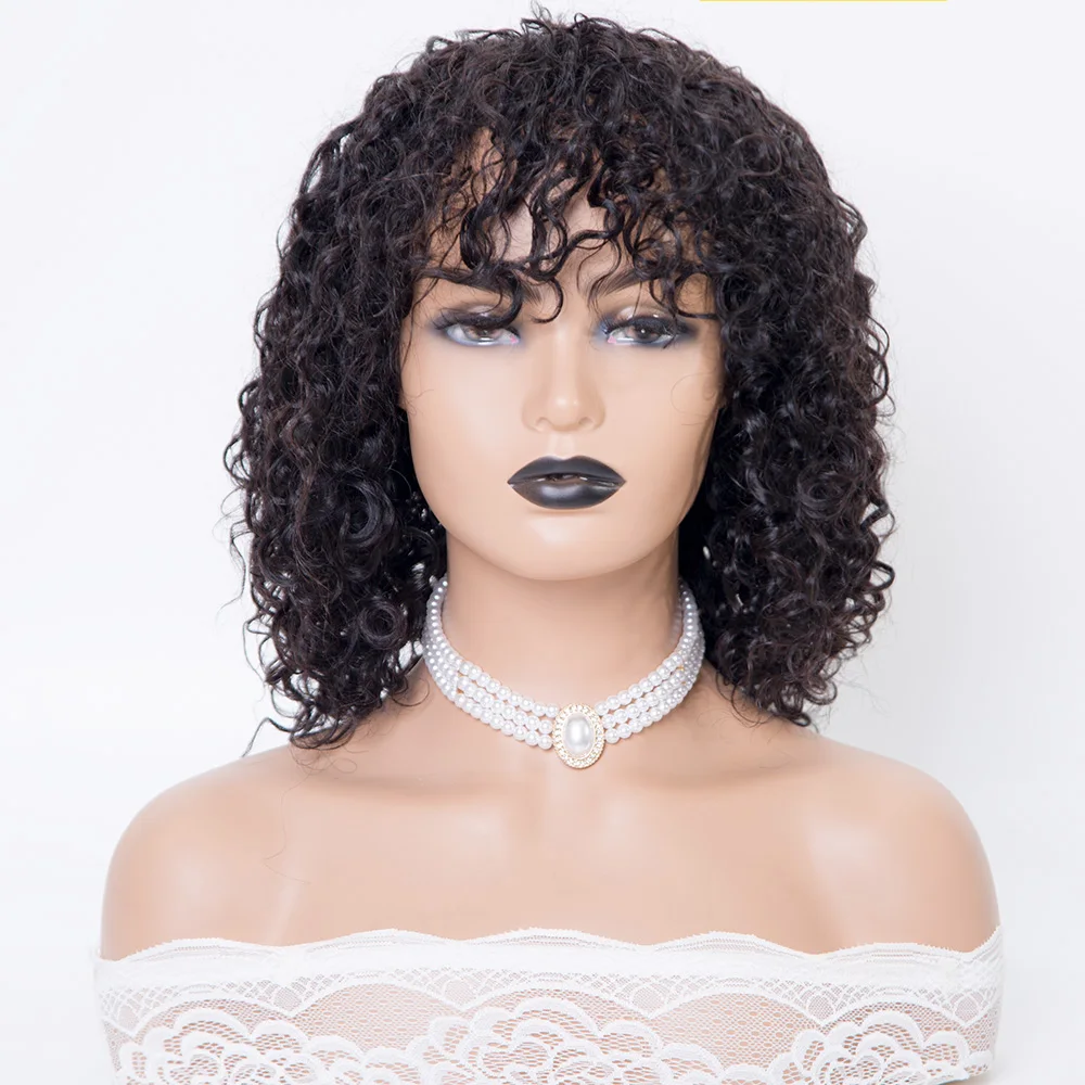 New arrival curly texture full machine made human hair wig