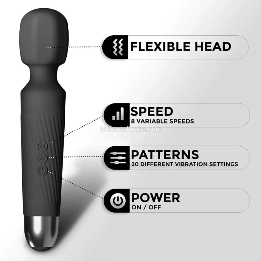Rechargeable Personal Massager - 20 Vibration Patterns & 8 Speed - Travel  Bag Included - Perfect for Muscle Tension, Back, Neck Relief, Soreness,  Recovery - Black : : Health & Personal Care