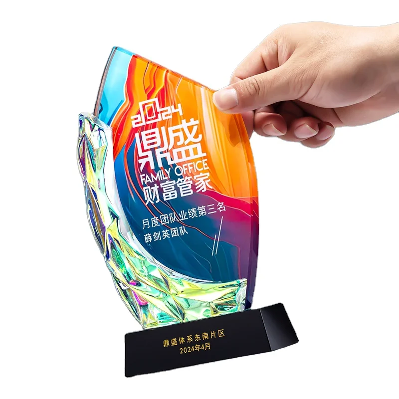 New Arrival Fashion Design Crystal Trophy Sports Glass Awards Cheap Crystal Employee Recognition Awards Team Work Award