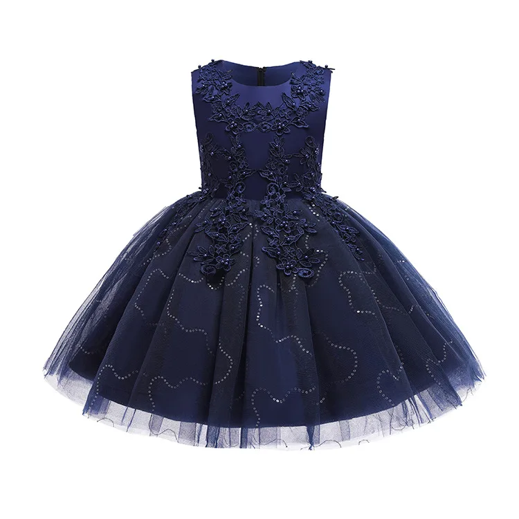 Girls Birthday Party A-Line Dress with Crystal Bow OEM Available