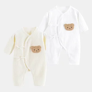 Newborn Spring and Autumn Breathable Boneless Long Sleeve Bodysuit Clothes Baby Jumpsuits Cotton Baby Bear Infant Romper