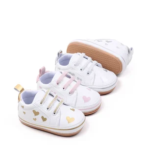 White PU Baby Girl Sport Shoes Breathable Anti-Slippery Fashion Trend for Toddler Spring Autumn Seasons